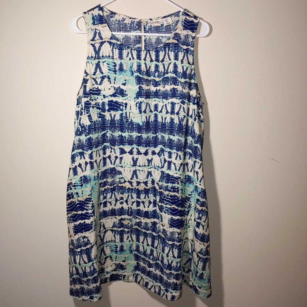 - Nicole Miller New York Boho Linen Sleeveless Summer Dress Size L Turquoi…